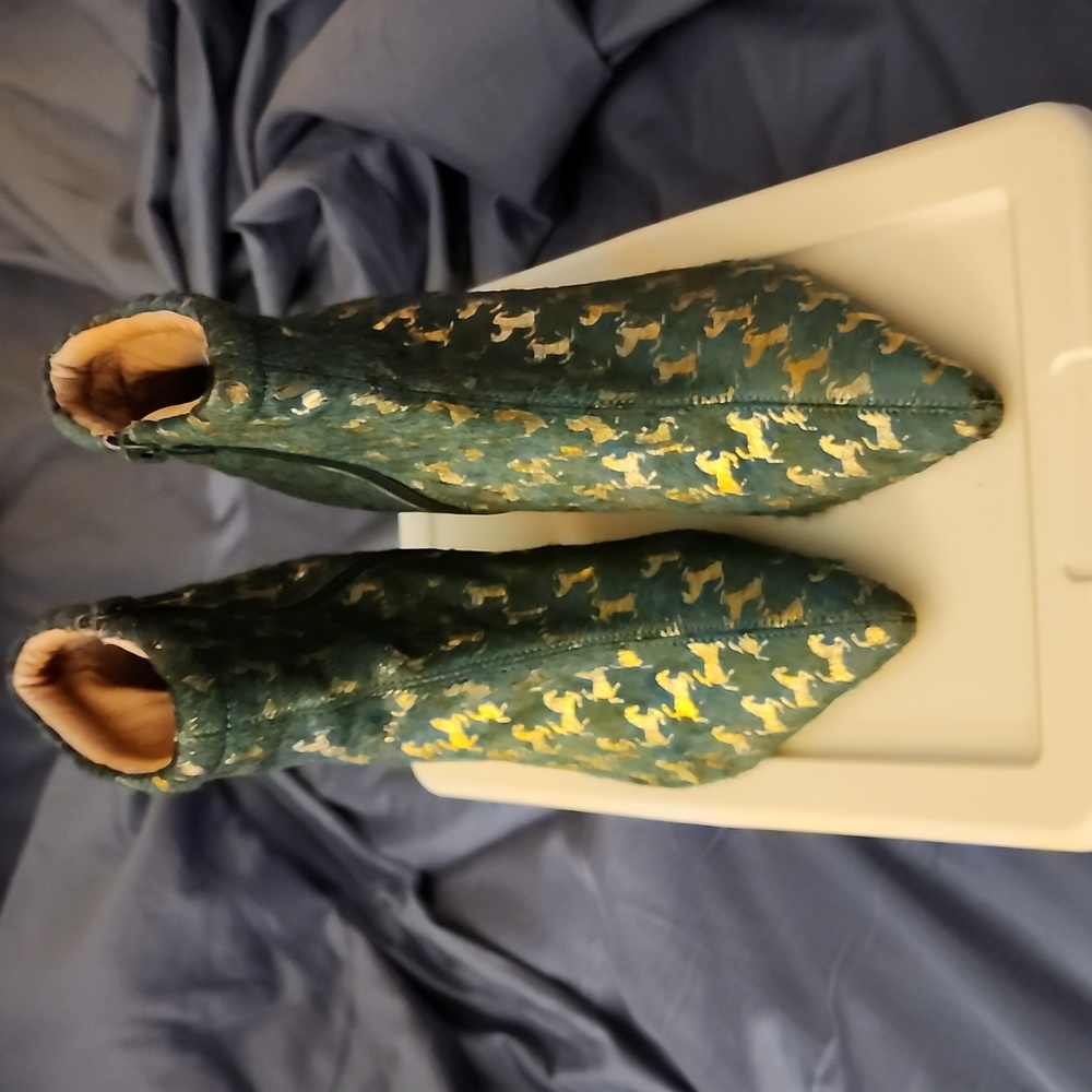Jeffrey Campbell short boots, teal green, size 7.5, leather